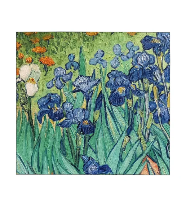 Van Gogh Irises Painting Brushstroke Detail - Hand-Painted Reproduction.