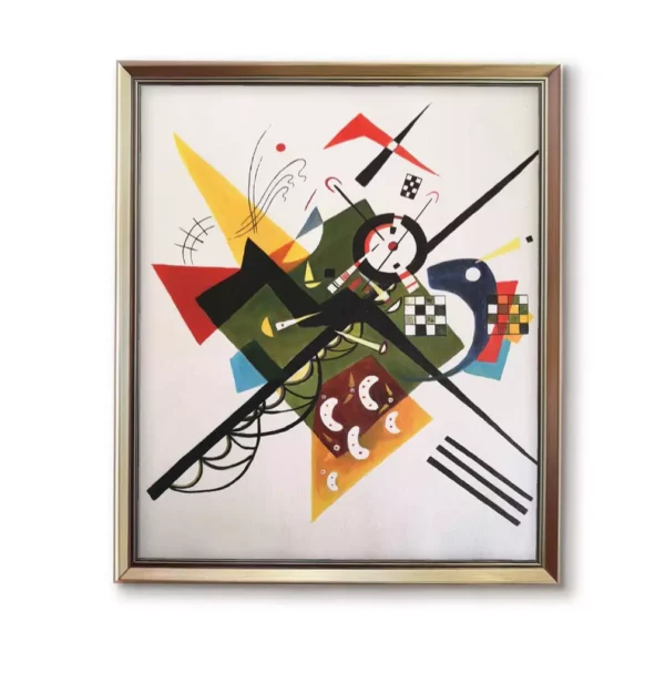 Modern Silver Framed 2550S Kandinsky On White II Reproduction - Abstract Oil Painting