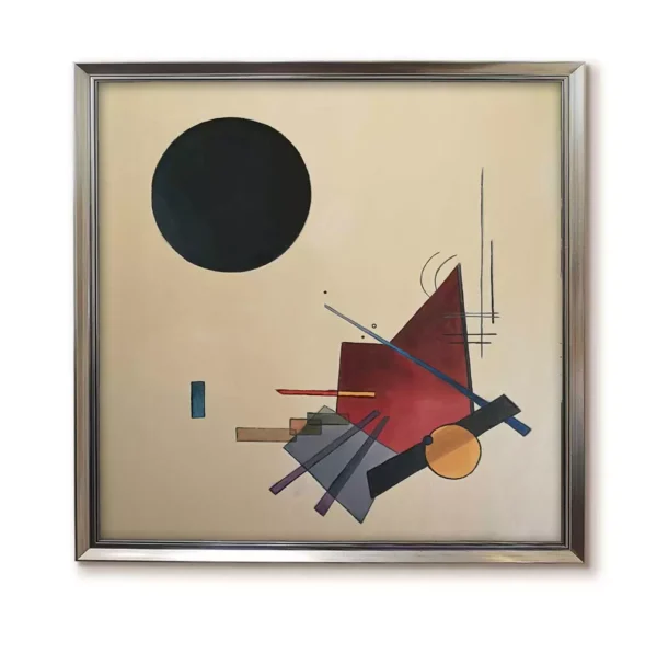 Silver framed 2550S Kandinsky Black Relationship art print, modern abstract decor