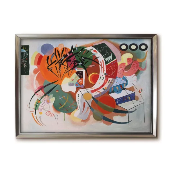 Silver framed Kandinsky Dominant Curve print, modern abstract decor