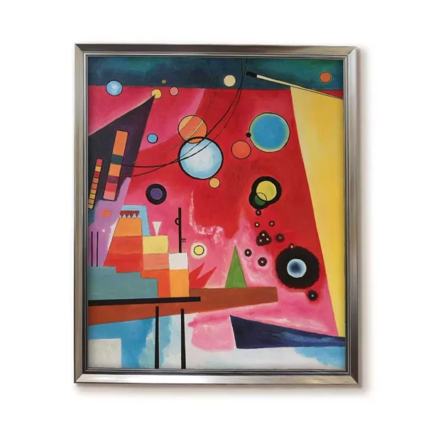Silver framed 2550S Kandinsky Heavy Red art print, geometric abstract expressionis