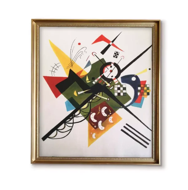 Kandinsky On White II Canvas Reproduction in Gold Frame 4032G - Geometric Abstract Art