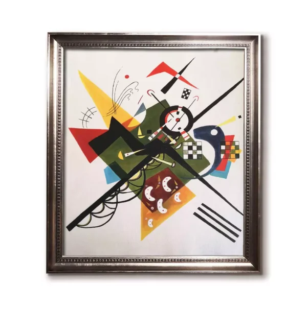 Modern Silver Framed 4032S Kandinsky On White II Reproduction - Abstract Oil Painting.