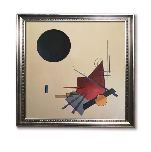 Silver framed 4032S Kandinsky Black Relationship art print, modern abstract decor