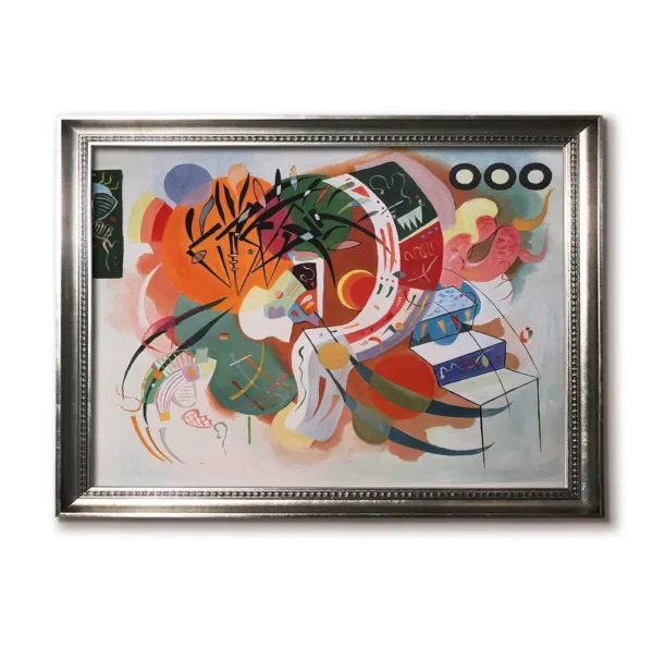 Silver framed Kandinsky Dominant Curve print, modern abstract decor