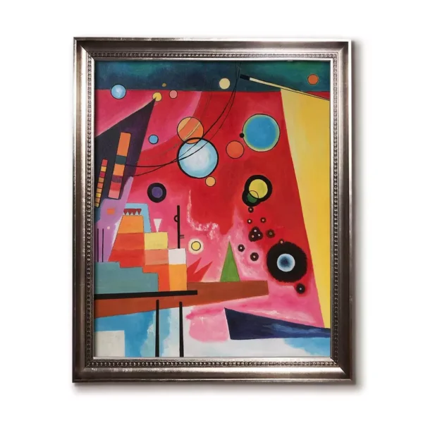 Silver framed 4032S Kandinsky Heavy Red art print, geometric abstract expressionis
