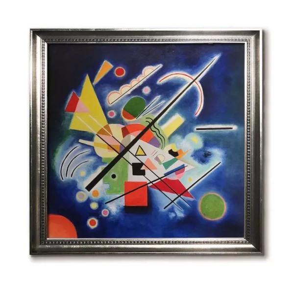 Silver framed 4032S Kandinsky Blue Painting art print, geometric abstract decor