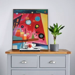 Kandinsky Heavy Red reproduction in modern living room, abstract wall decor