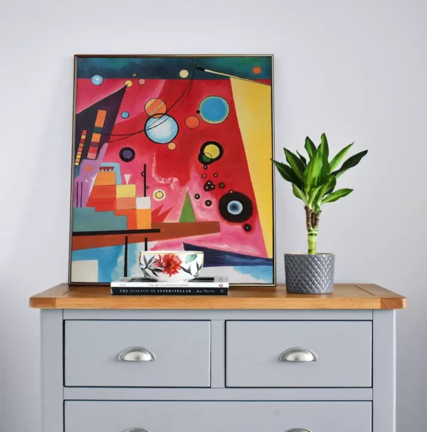 Kandinsky Heavy Red reproduction in modern living room, abstract wall decor