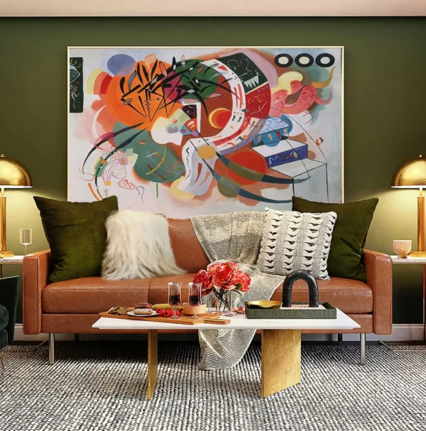 "Kandinsky Dominant Curve reproduction in modern living room