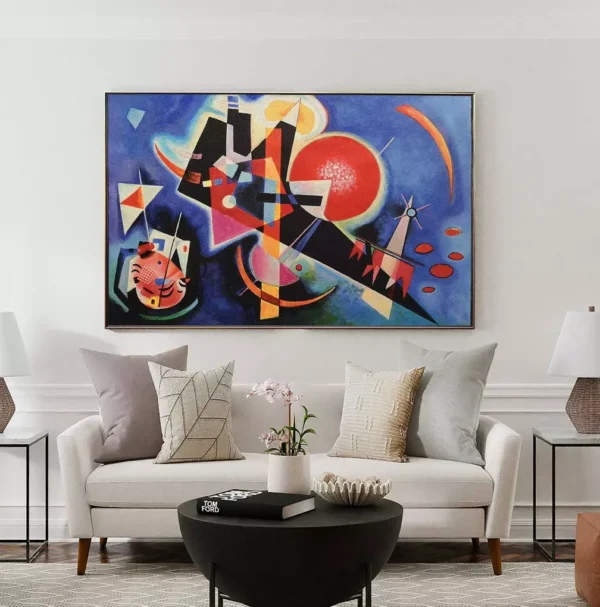 Kandinsky In Blue reproduction in modern living room, abstract wall art