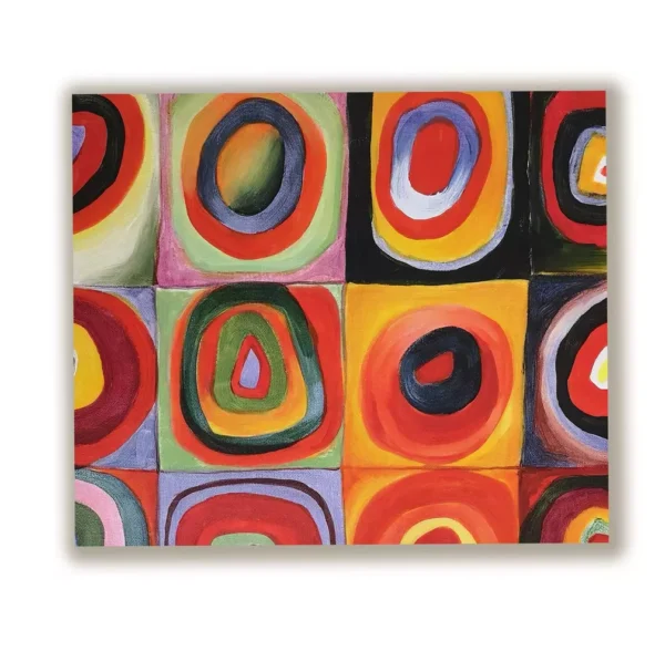Kandinsky Painting Color Study – Squares with Concentric Circles Texture Detail | Hand-Painted Brushstroke Closeup