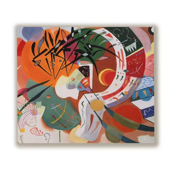 Close-up of Kandinsky Dominant Curve reproduction, color technique