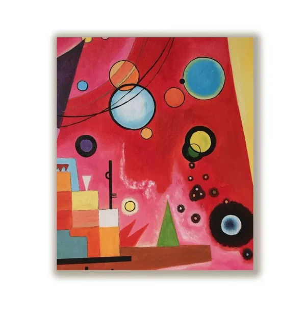 Close-up of Kandinsky Heavy Red reproduction, color texture.
