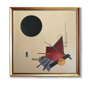 Wassily Kandinsky Black Relationship reproduction in gold frame, vibrant abstract colors