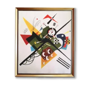 Kandinsky On White II Canvas Reproduction in Gold Frame2550G - Geometric Abstract Art